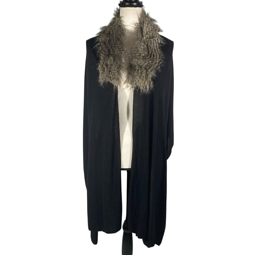 Shawl wrap faux fur collar neutral black versatile cover up party event holiday